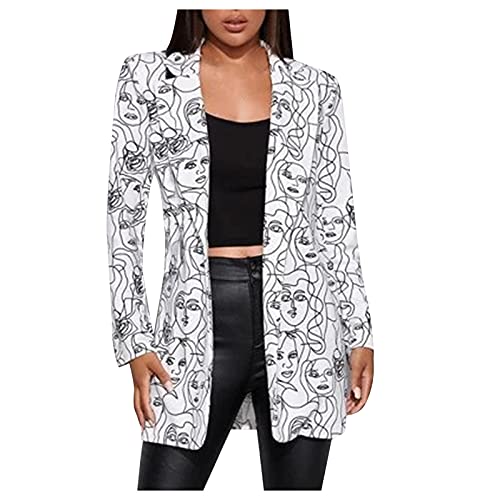 Blazer Damen Langarm Tie Dye Bedruckte Jacke Blazer Chic Slim Fit Revers Geschäft Anzugjacke Elegant Büro Jacke Sommer Kurz Leicht Mantel Blazerjacke Mantel mit Graffiti-Print ohne Taschen von Generisch