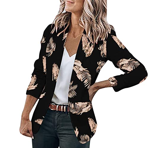 Blazer Damen Sommer, Italienische Mode Dünne Große Größen Blazer Jacke Sommerblazer Slim Fit Offen Vorne Leicht Blazer Longblazer Sportlich Elegant Schulterpolster mit Tasche Anzugjacke Trenchcoat von Generisch