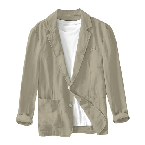 Blazer Herren, Sakko Herren Leicht Business Anzug Jackett Sportsakko Große Größen Freizeit Anzugjacken Blazer Modern Sommer Herrensakko, Khaki, 3XL von Generisch