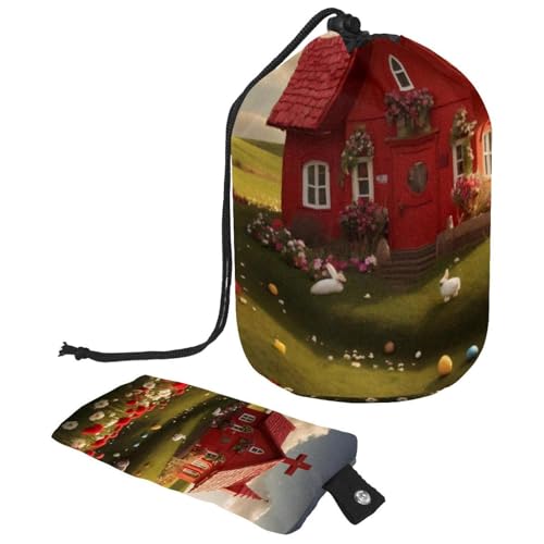 Bleiben Sie organisiert mit unserer großen Make-up-Tasche – perfekte Aufbewahrungslösung für Toilettenartikel für Frauen, rotes Oster-Kreuz-Haus, mehrfarbig, 9.9x6.9in/25.2x17.6cm;6x3.5in/15.2x8.8cm von Generisch