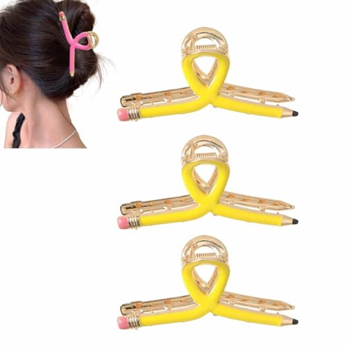 Bleistift-Haarspangen, niedlich, rutschfest, für Damen, Lehrer, Studenten, Büro und den täglichen Gebrauch (3 Stück) von Generisch