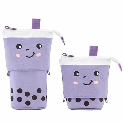 Bleistift Stift Leinwand Stoff Korea Schreibwaren Transformator Stehbedarf Lineal Geschenkbox Tasche Schule Kind, violett, Milk Tea von Generisch