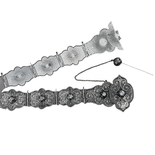 Blingbling Taillengürtel, stilvoll, geschnitzt, floraler Taillenkettengürtel, aufwendige Kette, Bauchkette für Hochzeit, 105 cm, Zinklegierung von Generisch