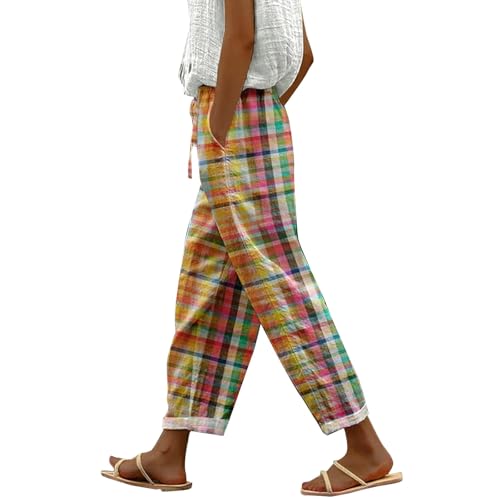 Blitzangebote Des Tages Aktuell Outlet Angebote Sale 7/8 Hose Damen Sommer Leicht Capri Leinenhose Sommerhose Baumwolle Leinen Stoffhose Lockere Strandhose Freizeithose Wanderhosen Damen Sale von Generisch