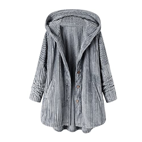 Blitzangebote Des Tages Warme Winterjacke Damen Gefüttert Verdickter Mantel Für Damen Einfarbig Winter Button Down Gefüttert Hoodie Sweatshirt Outwear Jacke Mit Seitentasche Damen Warm Mantel von Generisch