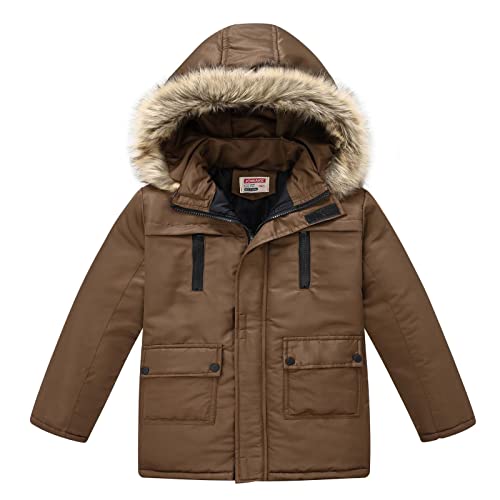 Generisch Winterjacke Mädchen Daunenjacke Verdicken Mantel Warm Wintermantel mit Abnehmbar Kapuze Jacken Puffer Jacket Kinder Parka Kapuzenjacke Daunenmantel Winterparka Braun, 7-8 Jahre von Generisch