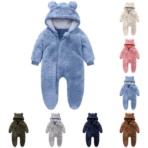 Generisch Jumpsuit Baby Overall Strampler Neugeborene Fleece Overall Warm Schneeanzug Onesie Dicker Strampler Body Langarm Babykleidung Stitch Kostüm Winterkleidung Blau, 12 Monate von Generisch