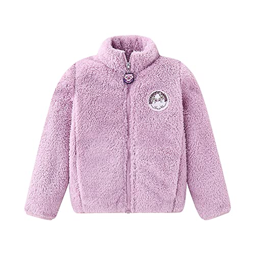 Generisch Mädchen Jacken Kinder Teddy Fleecejacke Einfarbig Klamotten Coat Kleidung Reißverschluss Oberteile Bekleidung Thermojacke Sportjacke Wintermantel Long Sleeve Top Lila, 6–7 Jahre von Generisch