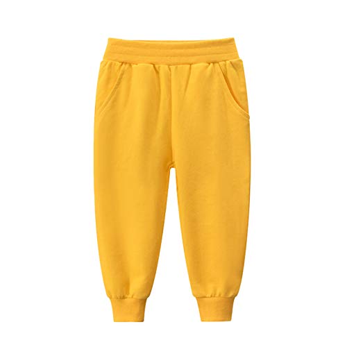 Blitzangebote des Tages Jogginghose Jungen Sporthose Kinder Hosen Outdoorhose Baggy Hose Casual Trainingshose Sweatpants Sweathose Freizeithose Warme Sweathose Kleinkind Loungehose Gelb,110 von Generisch