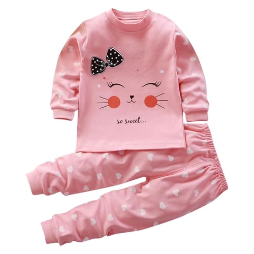 Schlafanzug Jungen Pyjama Baumwolle Bekleidungssets Kinder Pyjama Set Langarm Zweiteiler Kinderanzüge Outfit Winter Nachtwäsche Weiche Klamotten Kleidung Rosa, 2 Jahre von Generisch