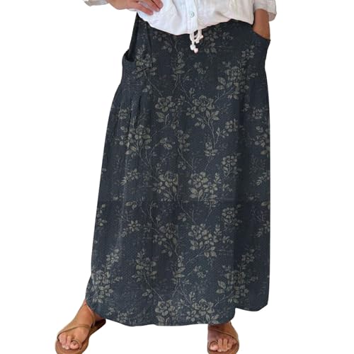 Blitzangebote des Tages Sommer Rock Damen Luftig Lang Damenrock Aus Leinen Mit Und Blumenmuster Im Retro-Stil Lange Röcke Eng Tagesangebote Heute von Generisch