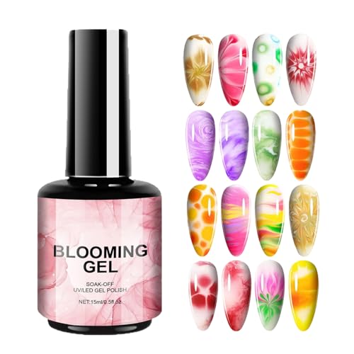Blooming Gel Polish, UV Nail Design, 15ml Clear Stamping Topcoat, Long-Lasting Smooth Outcome, Ideal for Home Travel School Use, 0.59 Inches,15ml, Transparent, 1 Bottle von Generisch