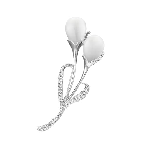 Blumen-Brosche mit künstlichem Opal, Schal-Clips, Calla-Lilien-Brosche, Kleidung, Dekoration, Champagner, Gold, praktisch und elegant von Generisch