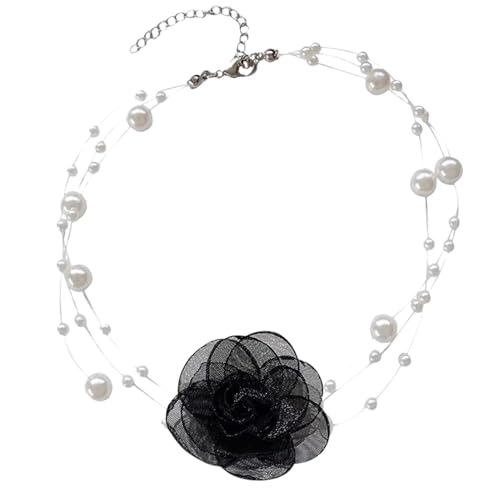 Blumen-Choker, Blumen-Choker-Halskette, Band, Blumen-Chocker, Perle, romantischer Blumen-Chocker für Frauen und Mädchen von Generisch