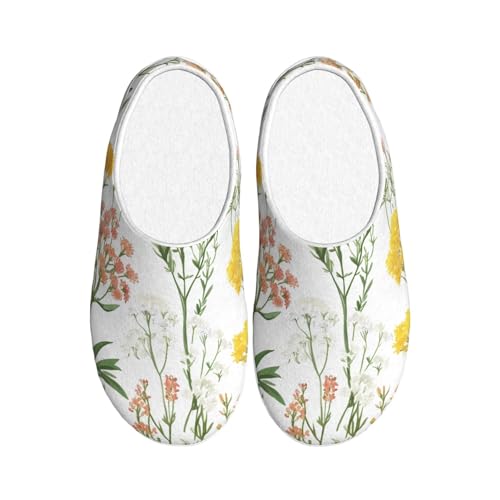 Blumen Damen Hausschuhe Flanell Haus Pantoffeln für Männer Pflanze rutschfest Warme Winterschuhe für Indoor Outdoor, mehrfarbig, X-Small Men/ XX-Large Women von Generisch