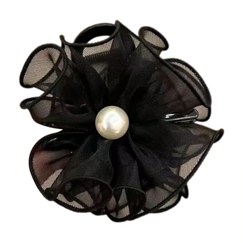 Blumen-Haarklammer – Acryl-Netz-Blumen-Haarspange – rutschfeste Damen-Haarspangen, Feen-Pferdeschwanz-Haarhalter für Frauen und Mädchen, Haardekoration von Generisch