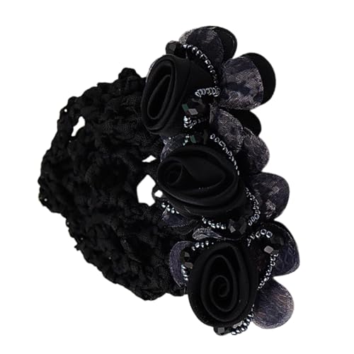 Blumen-Haarknotenhalter, Mehrzweck-Haarnetz mit Blumen, wiederverwendbares Haar-Accessoire, tragbar für Frauen, wiederverwendbare Haarspange für Bankangestellte, Kellner von Generisch