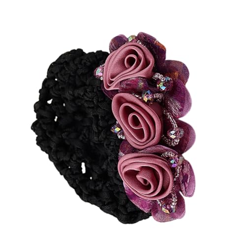 Blumen-Haarknotenhalter, Mehrzweck-Haarnetz mit Blumen, wiederverwendbares Haar-Accessoire, tragbar für Frauen, wiederverwendbare Haarspange für Bankangestellte, Kellner von Generisch