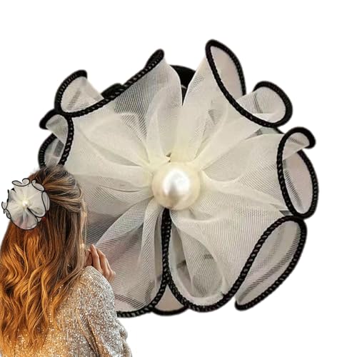 Blumen-Haarspange,Blumen-Haarspange - Perlen-Mesh-Blumen-Haarklammer | Rutschfeste Damen-Haarspangen, Feen-Pferdeschwanz-Haarhalter für Frauen und Mädchen, Haardekoration von Generisch