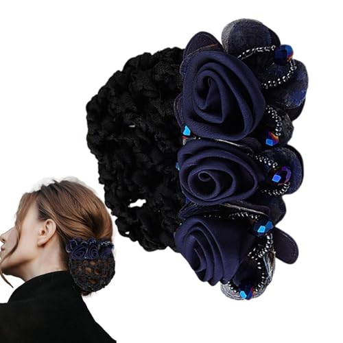 Blumen-Haarspangen, Dutt-Halter, elegantes Haarnetz mit Blumen, sicheres Haar-Accessoire für Frauen, Haarnetz für stilvolle Haarspange, 8 x 8 x 5 cm von Generisch