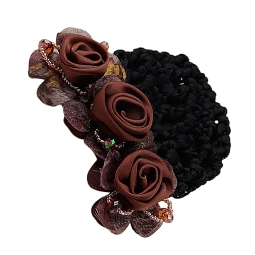 Blumen-Haarspangen, Dutt-Halter, elegantes Haarnetz mit Blumen, sicheres Haar-Accessoire für Frauen, Haarnetz für stilvolle Haarspange, 8 x 8 x 5 cm von Generisch
