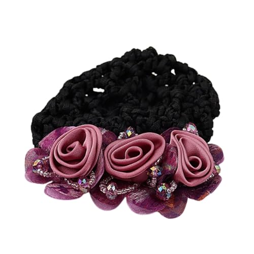 Blumen-Haarspangen, Dutt-Halter, elegantes Haarnetz mit Blumen, sicheres Haar-Accessoire für Frauen, Haarnetz für stilvolle Haarspange, 8 x 8 x 5 cm von Generisch