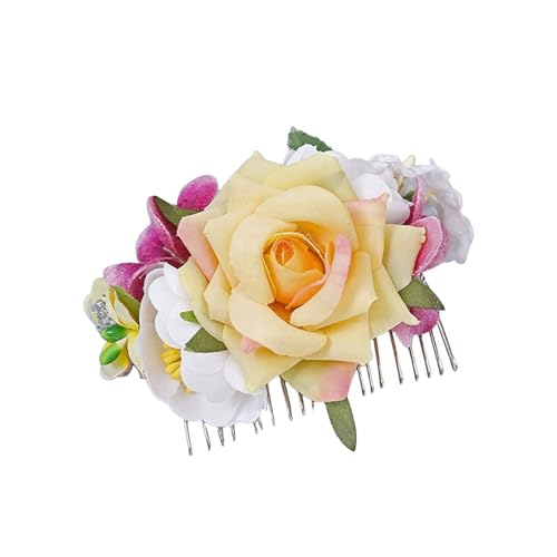 Blumen Haarspangen Damen, Haarclip Blume, Rutschfeste Haarklammern für Frauen, Dekorative Haarkrallen Haarschmuck, Schleife Pfingstrose Künstliche Haarclips. (Gelb) von Generisch