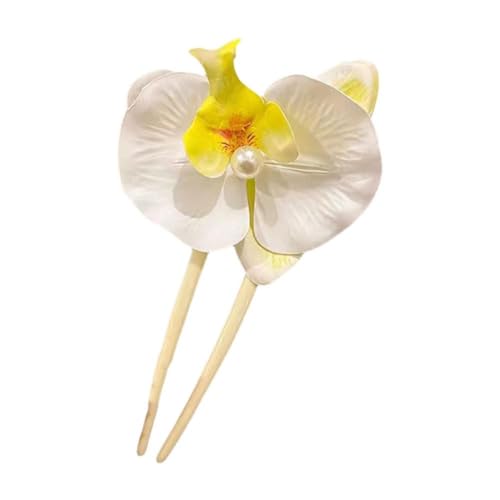 Blumen-Haarspangen für Damen, chinesischer Stil, Perlen-Orchideen-Blumen-Haarnadel, Stoff-Haar-Blumen-Kopfschmuck, Haar-Clip, Blumen-Design von Generisch