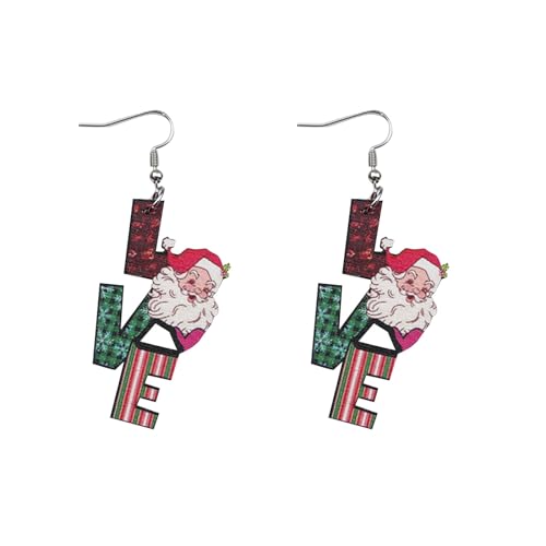 Blumen Prinzessin Ohrring LIEBE Weihnachtsmann tropfenförmige Kerze Weihnachtsmütze Baseball personalisierte einfache Ohrringe für Frauen Ohrringe Weihnachten Damen Weihnachts (A, One Size) von Generisch