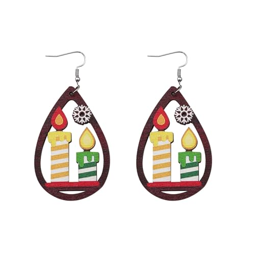 Blumen Prinzessin Ohrring LIEBE Weihnachtsmann tropfenförmige Kerze Weihnachtsmütze Baseball personalisierte einfache Ohrringe für Frauen Ohrringe Weihnachten Damen Weihnachts (E, One Size) von Generisch