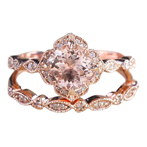 Blumenform Rose Gold Ring Strass Verlobungsring Ehering Set Strass Ring Set Voller Diamantring Größe 5 10 Ringe Für Pancakes (Rose Gold, 5) von Generisch