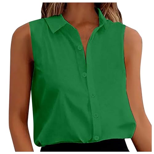 Bluse Damen Ärmellos Casual Damen Tank Top Button-Down Shirts für Arbeit Büro Bügelleichtes V-Kragen Tops Einfarbig Frauen Basic Bluse Oberteil Bluse Damen Ärmellos Casual Damen Tank Top Button-Down Shirts für Arbeit Büro Bügelleichtes V-Kragen Tops Einfarbig Frauen Basic Bluse Oberteil von Generisch