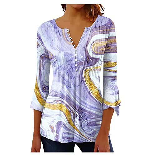 Bluse Halbarm Damen, Kleidung Damen Sommer T-Shirt Locker Sommerbluse Sommer Outfits Damen Funktionsshirt Bluse Schwarz Karohemd Langbluse Lässig Kurze Bluse Leinen Top Olive (Light Purple,3XL) von Generisch