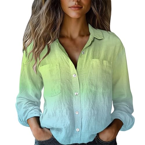 Blusen Tuniken für Damen Sommer Boho Bluse Vintage Blumen Blusen mit Brusttasche Ausgefallene Bluse Strandhemd V-Ausschnitt Blusenshirt Langarmshirts Langarm Tops Große Größen S-5XL (Blue, XXXXXL) von Generisch