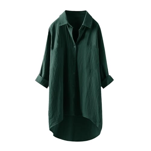 Blusenkleid Damen Sommer,Langarm Bluse Musselin Bluse Leinen Baumwolle Longbluse Sommerblusen Damen Leicht und Luftig mit Button-Down Sommer Freizeithemd Elegant Einfarbig Tops mit Brusttaschen Blusenkleid Damen Sommer,Langarm Bluse Musselin Bluse Leinen Baumwolle Longbluse Sommerblusen Damen Leicht und Luftig mit Button-Down Sommer Freizeithemd Elegant Einfarbig Tops mit Brusttaschen von Generisch