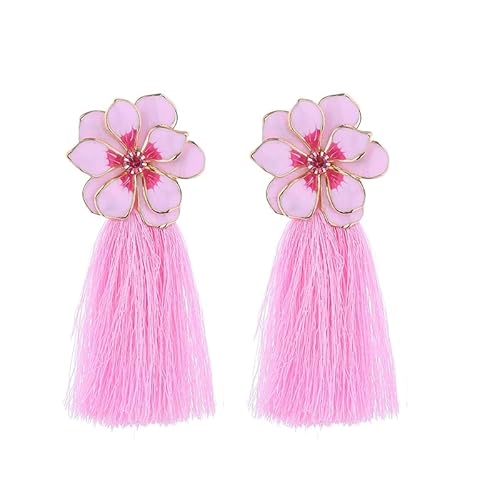 Böhmische Ohrstecker mit Blumenquaste – Vintage Mode, Rosa, Baumelnde Tropfenohrringe, Trendiger Statement Schmuck für Hochzeiten, Partys, Geschenke für Frauen und Mädchen von Generisch