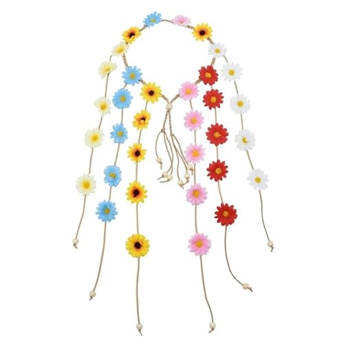 Böhmischer Blumenkranz mit Sonnenblumen-Gänseblümchen, Haarreif für Damen, Braut-Kopfschmuck, ethnischer Stil, weiblicher Kopfschmuck, Hochzeitsrequisiten, Geschenk (C) von Generisch