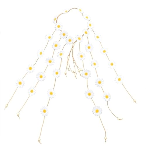 Böhmischer Blumenkranz mit Sonnenblumen-Gänseblümchen, Haarreif für Damen, Braut-Kopfschmuck, ethnischer Stil, weiblicher Kopfschmuck, Hochzeitsrequisiten, Geschenk (F) von Generisch
