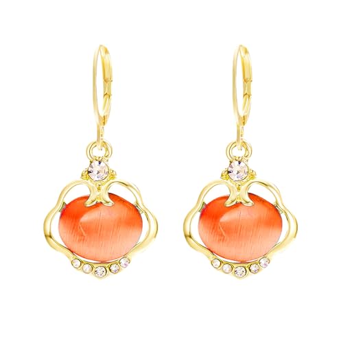 Bohemian Drop Earrings Opal Anhänger Ohrringe Ohrringe Trend Mode Große Creolen Für Damen (Orange, 3. 5x1. 7cm) von Generisch
