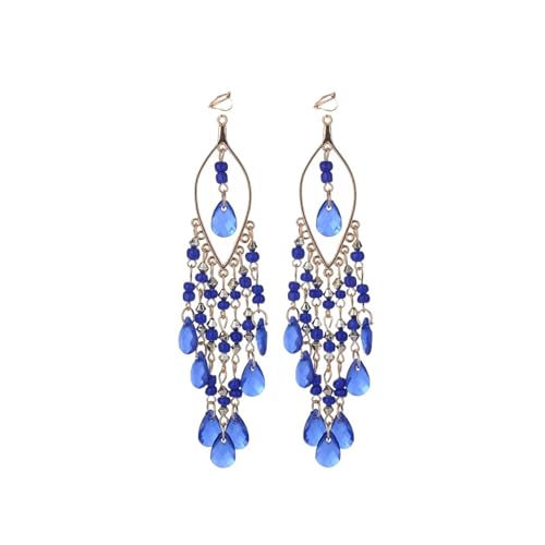 Bohemian Quaste Clip On Earrings - Resin Beaded Dangles For Non Pierced Ears, Einheitsgröße von Generisch