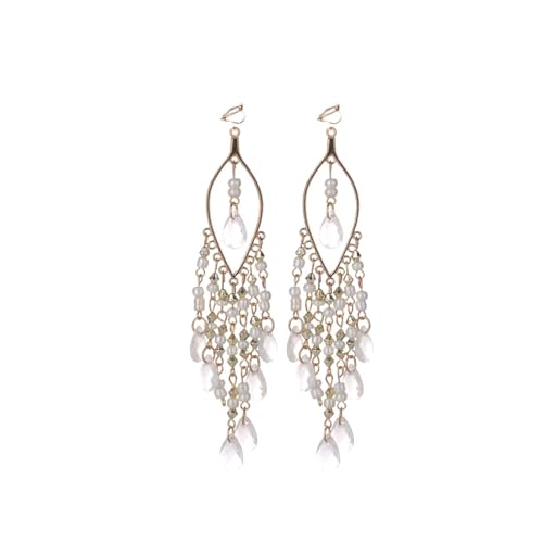 Bohemian Quaste Clip On Earrings - Resin Beaded Dangles For Non Pierced Ears, Einheitsgröße von Generisch