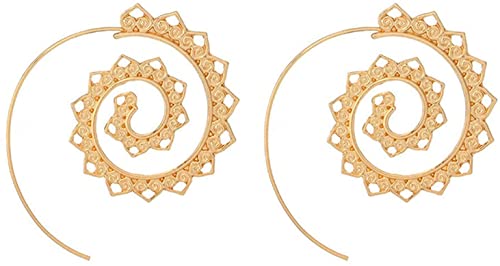 Bohemian Tribal Swirl Spiral Statement Creolen für Damen,Golden von Generisch