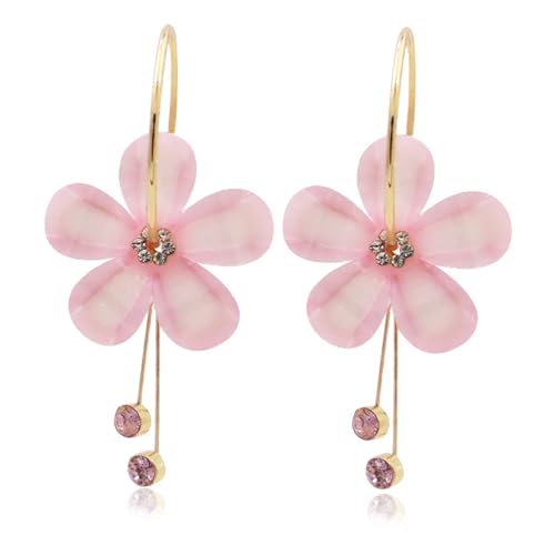 Boho Acryl Blume Creolen Schwarz Kristall Blütenblatt Quaste Tropfen Ohrringe für Frauen Mädchen, Einheitsgröße von Generisch