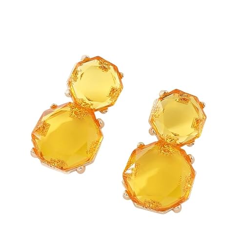 Boho Geometrische Facettierte Runde Ohrringe Aus Harz In Bonbonfarbe, Modische, Schlichte, Gelbe, Transparente Ohrstecker, Trendiger, Süßer Sommerschmuck für Frauen von Generisch