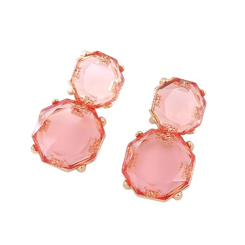 Boho Geometrische Facettierte Runde Ohrringe Aus Harz In Bonbonfarbe, Modische, Schlichte, Hellrosa, Transparente Ohrstecker, Trendiger, Süßer Sommerschmuck für Frauen von Generisch