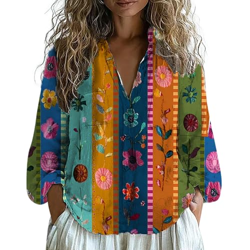 Boho Oberteil Damen Bluse Kleidung Tunika Longbluse Sommer Style Blusen Jeanskleid Leinenbluse Hippie Italienische Mode & Tuniken Für Sommerbluse Hemdbluse Oversize von Generisch