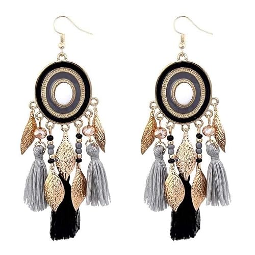 Boho Ohrhänger, Braun, Retro, Ethnisch, Tibetische Perlen, Quastenohrringe, Übertriebener Statement Schmuck für Hochzeitsfeiern für Frauen und Mädchen von Generisch