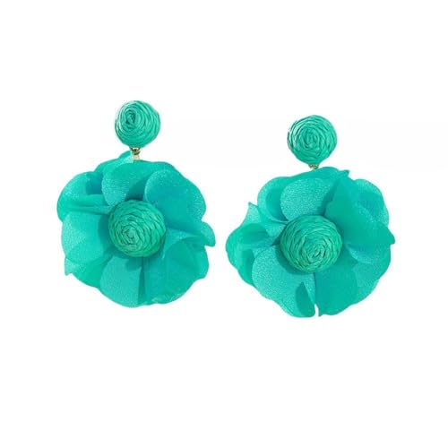 Boho Ohrringe, Handgefertigt, Rattan Raffia, Blaue Blumen Ohrstecker, Statement Tropfen Ohrringe für Frauen, Teenager Mädchen, Sommer, Tropischer Strandurlaub von Generisch