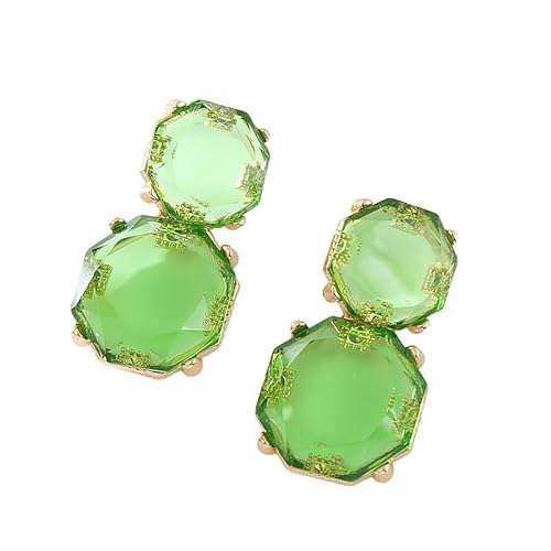 Boho Ohrringe Aus Harz mit Geometrischen Facetten und Runden Bonbonfarben, Modische, Schlichte, Blaue, Transparente Ohrstecker, Trendiger, Süßer Sommerschmuck für Frauen von Generisch