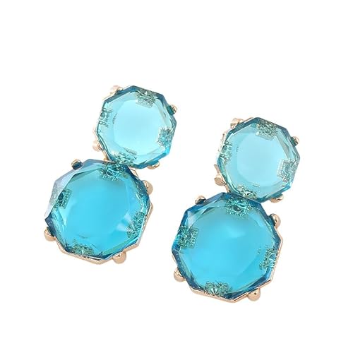 Boho Ohrringe Aus Harz mit Geometrischen Facetten und Runden Bonbonfarben, Modische, Schlichte, Blaue, Transparente Ohrstecker, Trendiger, Süßer Sommerschmuck für Frauen von Generisch